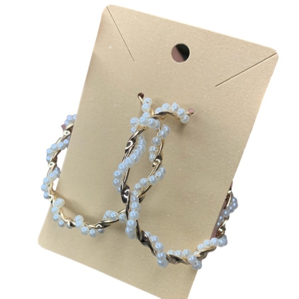 Gold pearl hoops